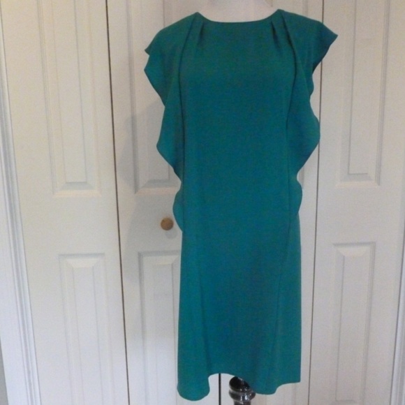 Green Teal Susi Side-Ruffle Flowy Dress - Picture 2 of 7